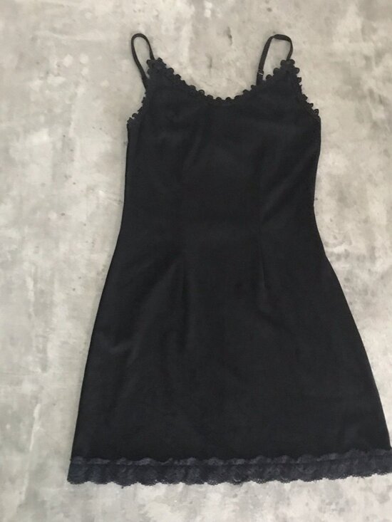 Sea Gypsies Babydoll Slip Dress Small Black Lace Suede Crochet Whimsigoth Fairy - Picture 12 of 12